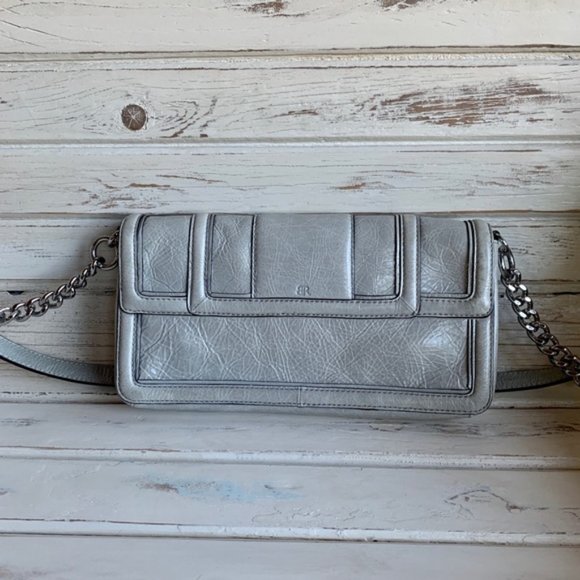 NWOT Banana Republic Gray Leather Shoulder Bag - Picture 2 of 6